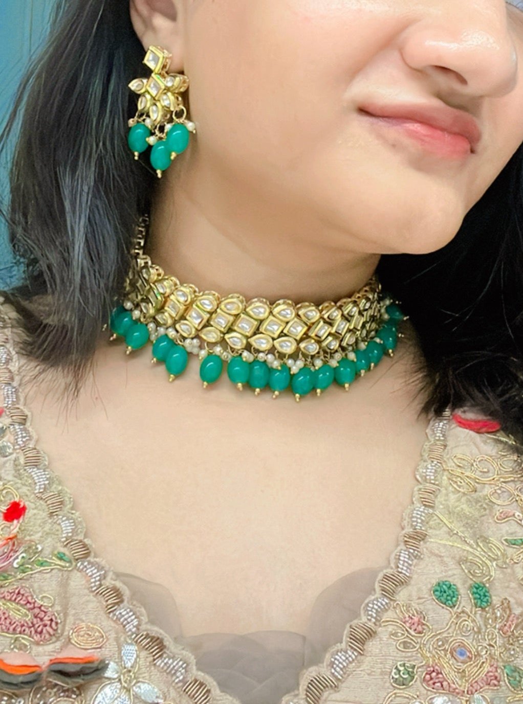 Qatra Kundan Necklace Set - AJEH Jewellery