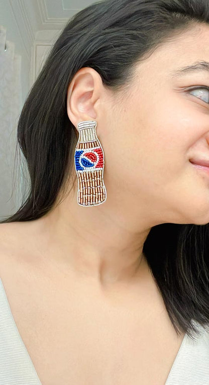 Pepsi Handbeaded Earrings - AJEH Jewellery