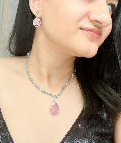 Avyana AD Necklace Set - AJEH Jewellery