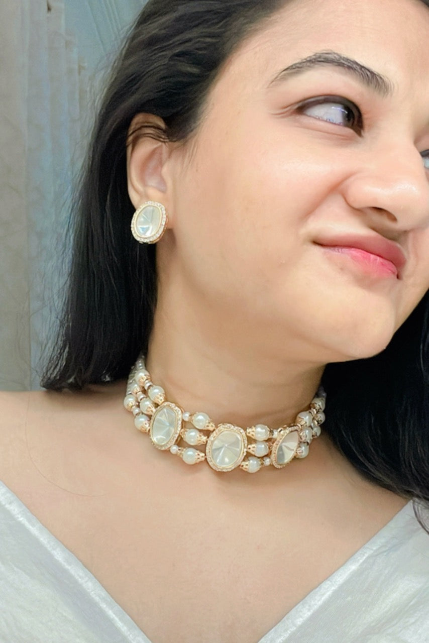 Hafsa Kundan Necklace Set - AJEH Jewellery