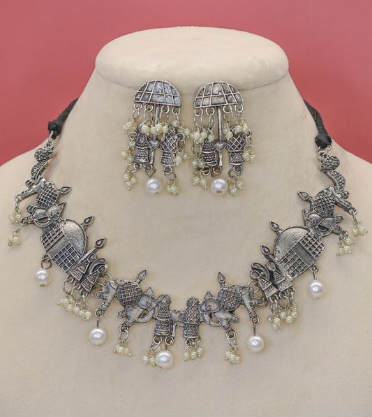 Baraat Oxidised Necklace Set - AJEH Jewellery