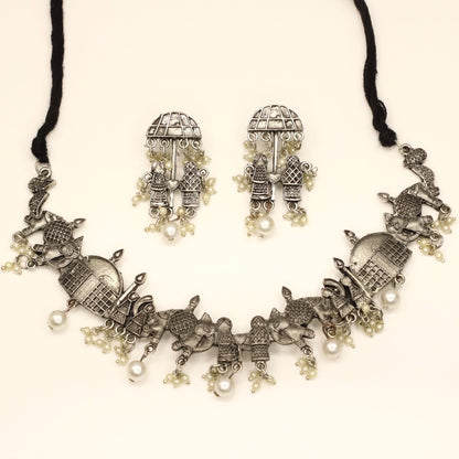 Baraat Oxidised Necklace Set - AJEH Jewellery