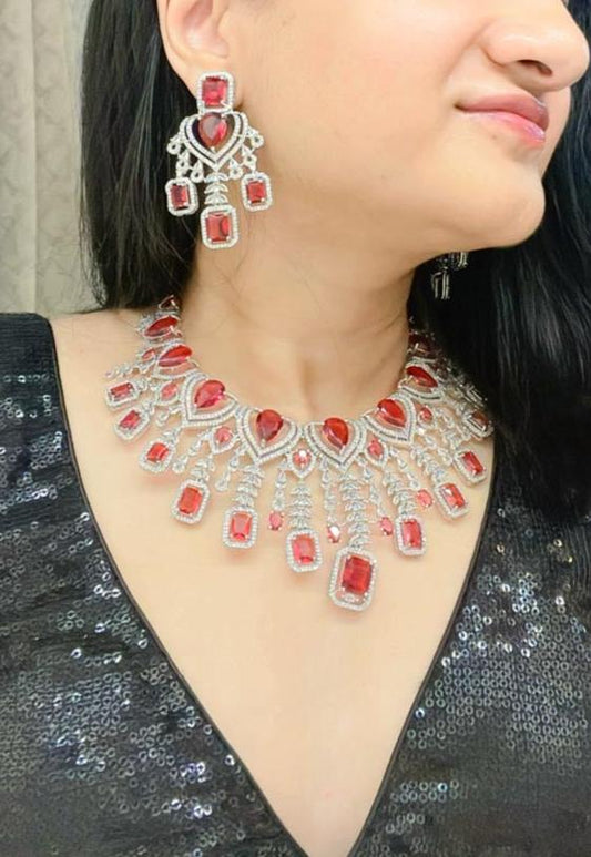 Nihal AD Necklace Set - AJEH Jewellery