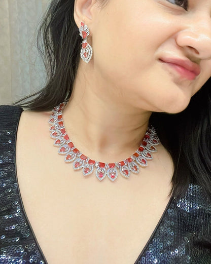 Eesha AD Necklace Set - AJEH Jewellery