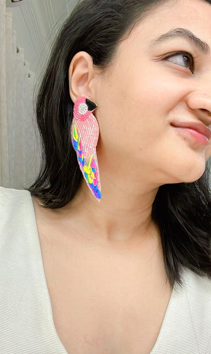 Parrot Handbeaded Earrings - AJEH Jewellery