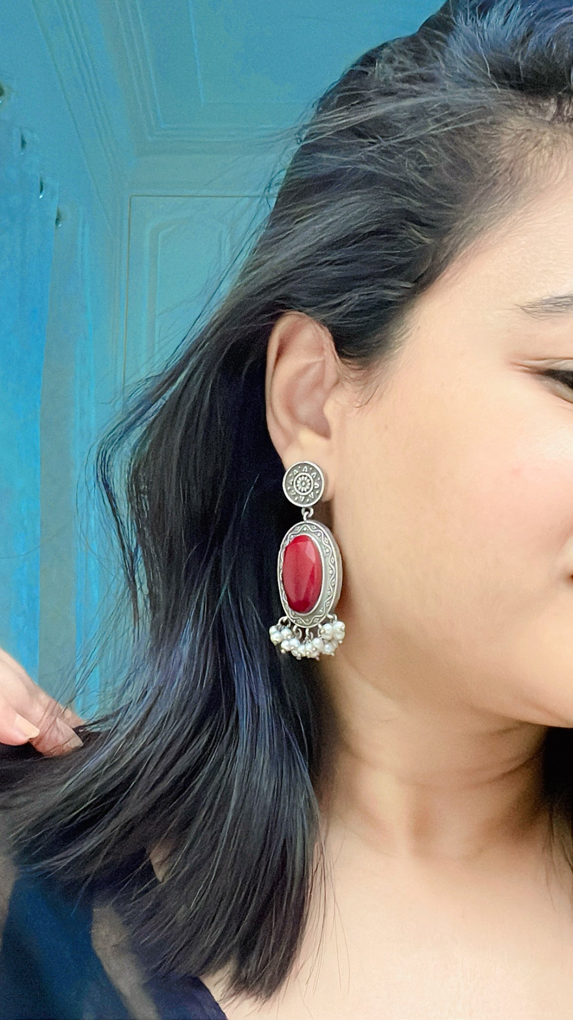 Maryam Oxidised Earrings - AJEH Jewellery