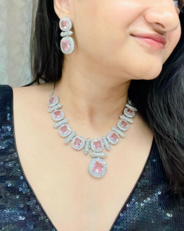 Nadira AD Necklace Set - AJEH Jewellery