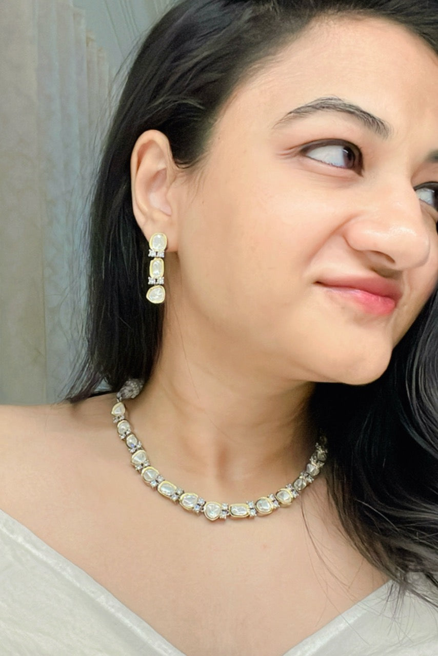 Elma Kundan Necklace Set - AJEH Jewellery