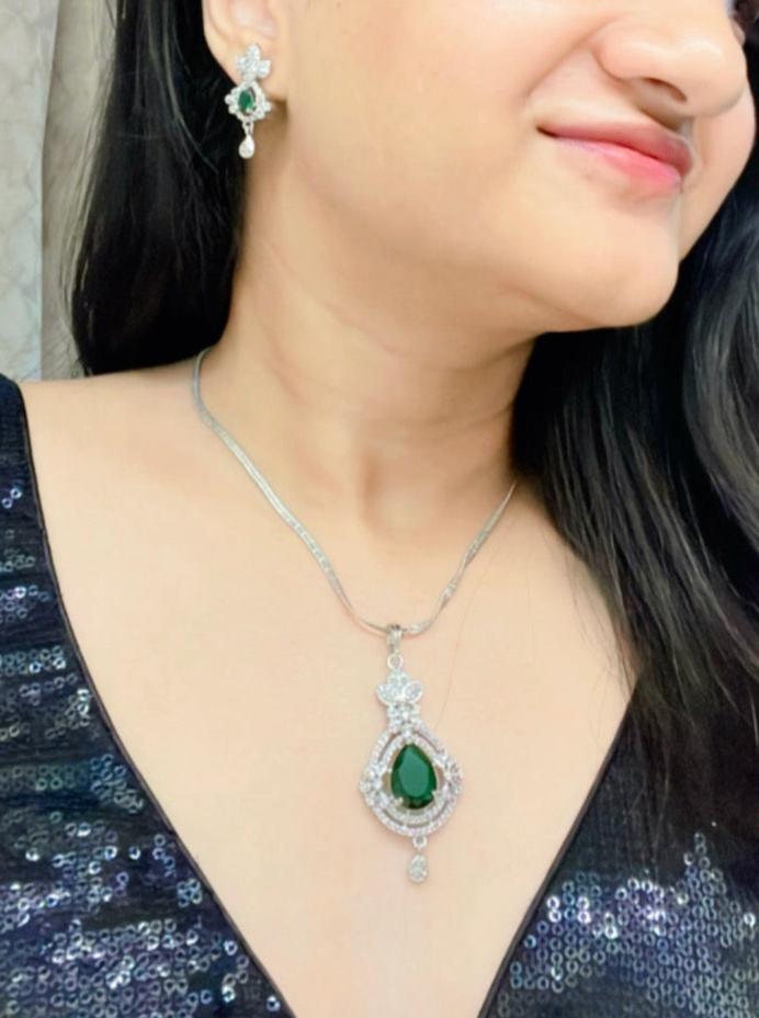 Badr AD Pendant Set American Diamond Pendant Set AJEH Jewellery