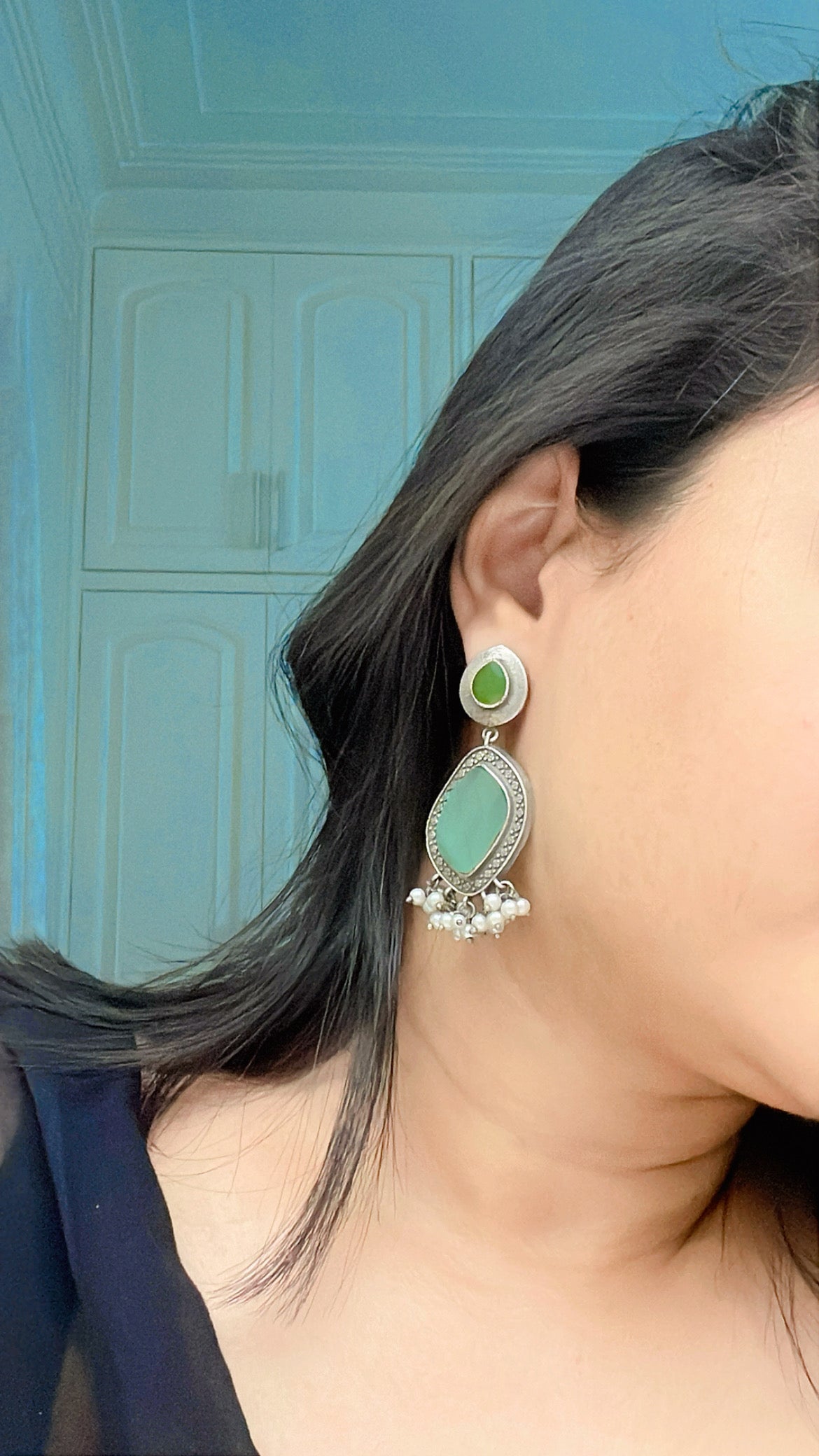 Meela Oxidised Earrings - AJEH Jewellery