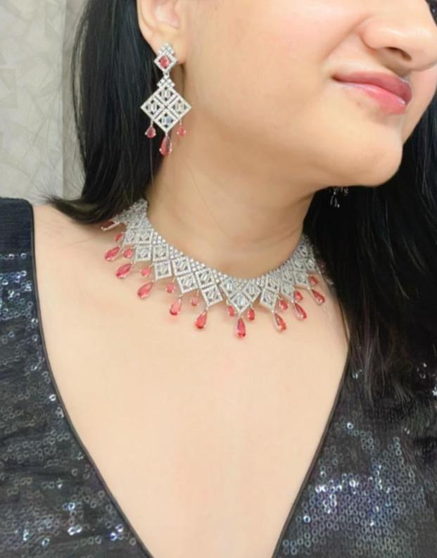 Nasira AD Necklace Set - AJEH Jewellery