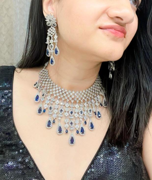 Afreen AD Necklace Set - AJEH Jewellery