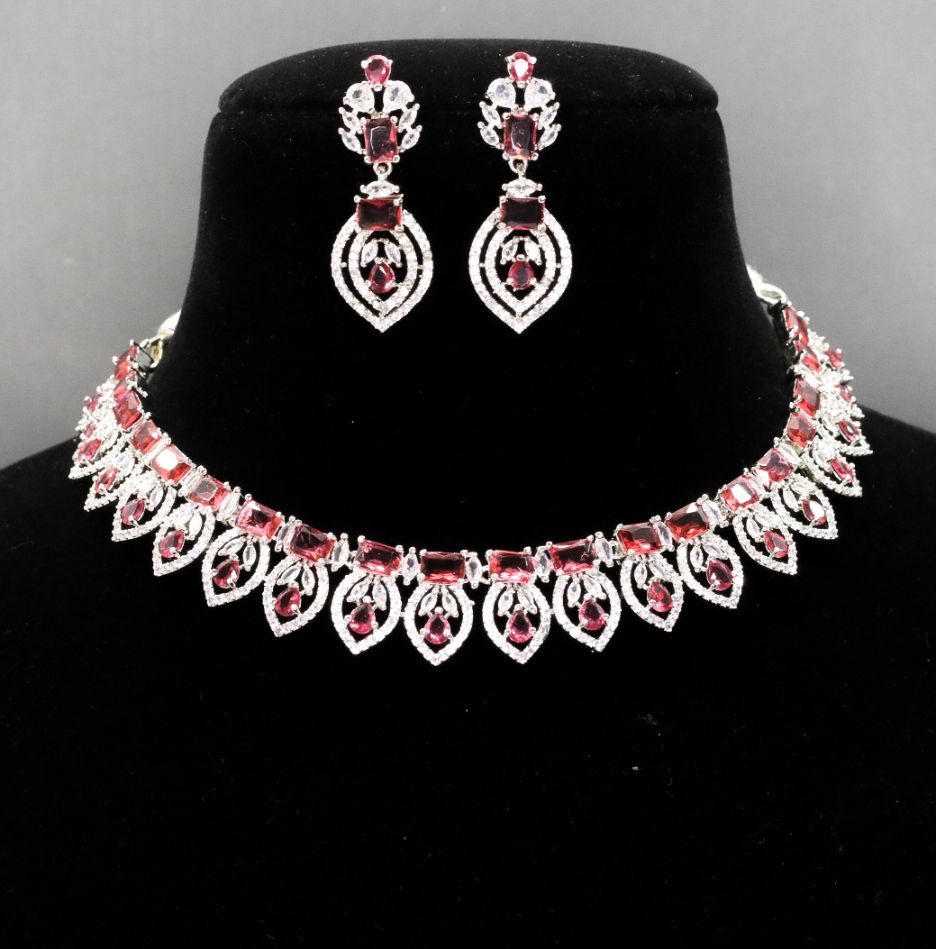 Eesha AD Necklace Set - AJEH Jewellery