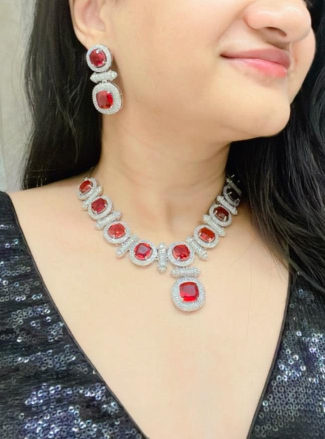 Nadira AD Necklace Set - AJEH Jewellery