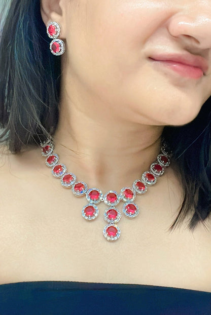 Sahera AD Necklace Set - AJEH Jewellery