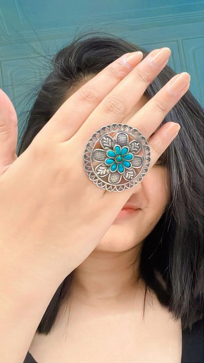 Roheen Oxidised Ring - AJEH Jewellery