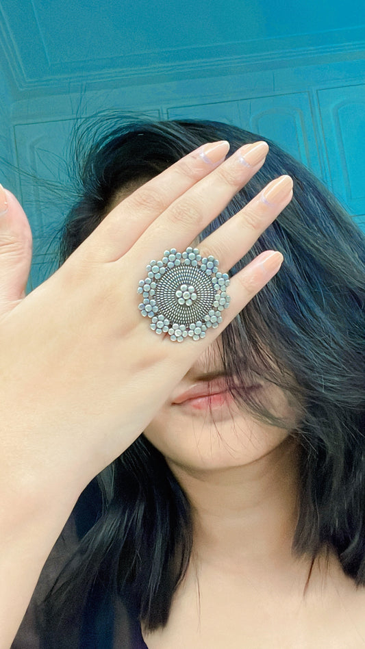 Aasira Oxidised Ring - AJEH Jewellery