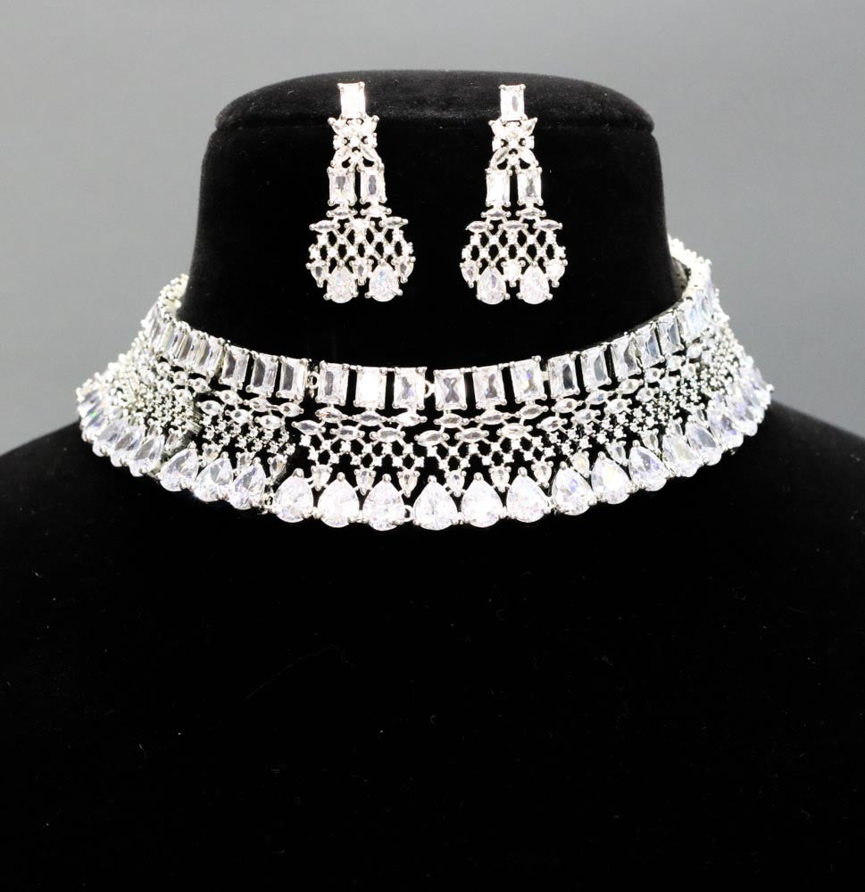 Ayzah AD Necklace Set - AJEH Jewellery