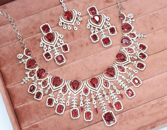 Nihal AD Necklace Set - AJEH Jewellery