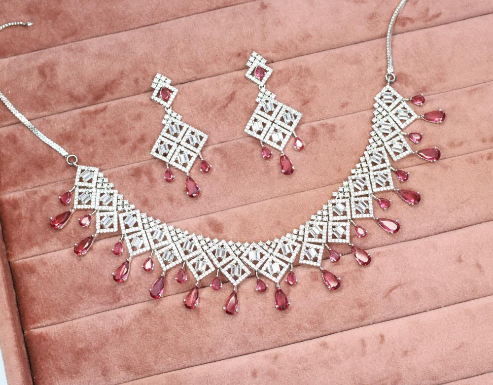 Nasira AD Necklace Set - AJEH Jewellery