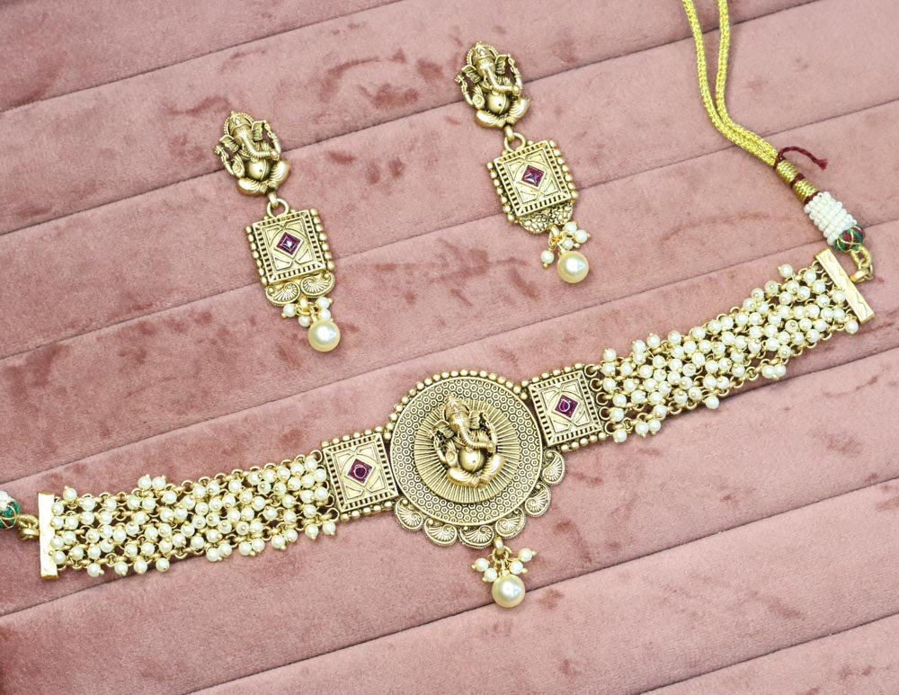 Hawa Temple Necklace Set - AJEH Jewellery