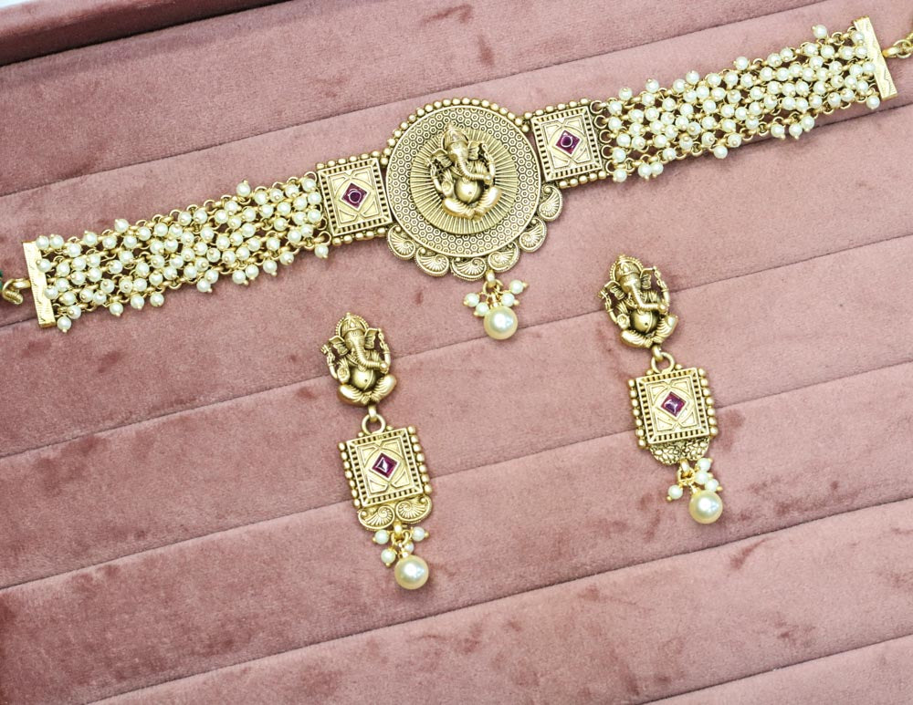 Hawa Temple Necklace Set - AJEH Jewellery