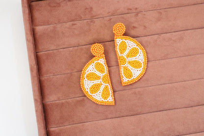 Orange Handbeaded Earrings - AJEH Jewellery