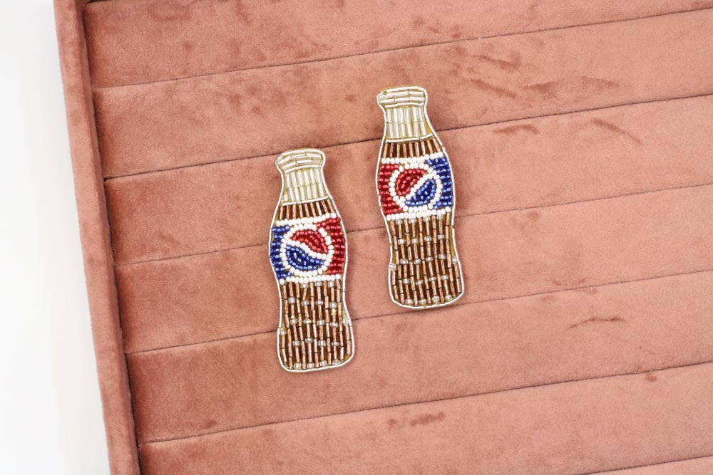 Pepsi Handbeaded Earrings - AJEH Jewellery