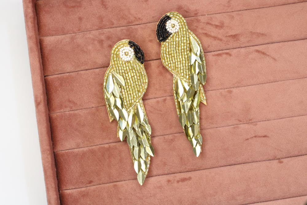 Parrot Handbeaded Earrings - AJEH Jewellery