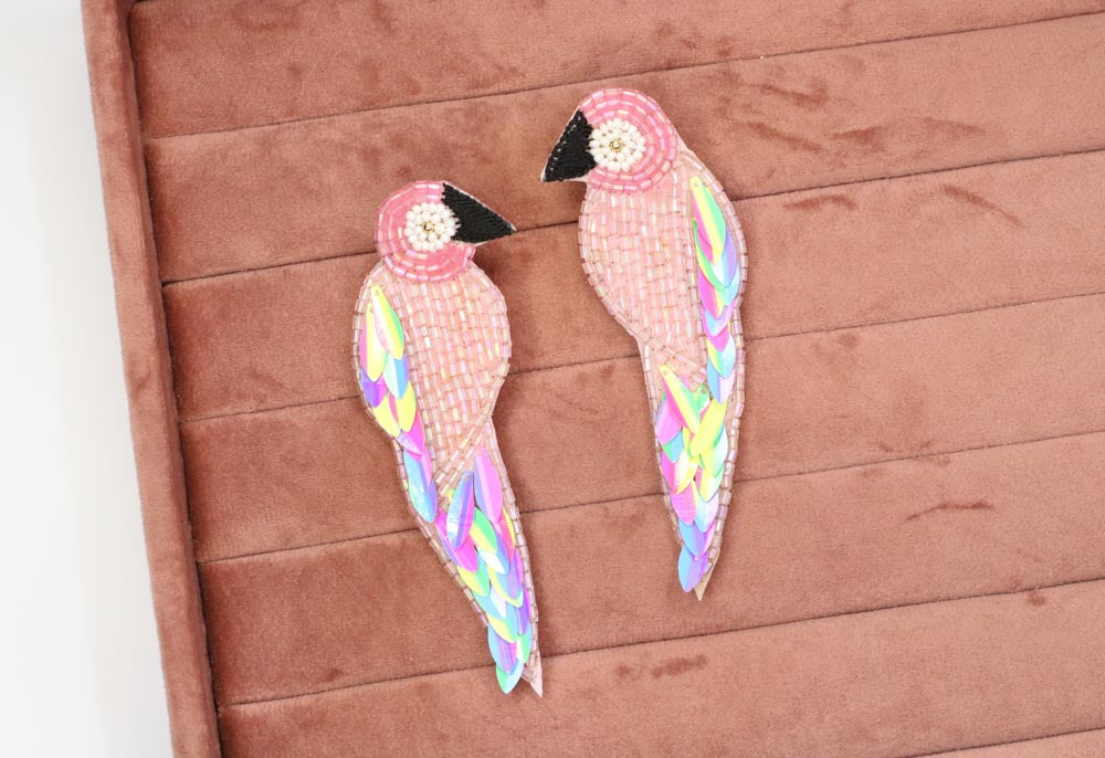 Parrot Handbeaded Earrings - AJEH Jewellery