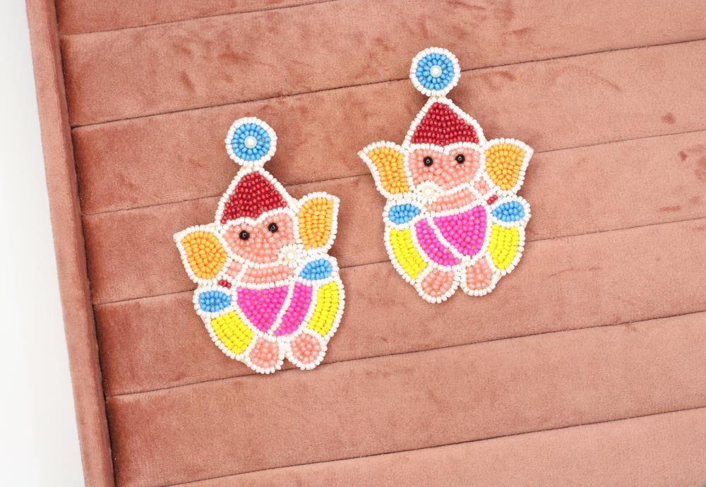 Ganesh Handbeaded Earrings - AJEH Jewellery