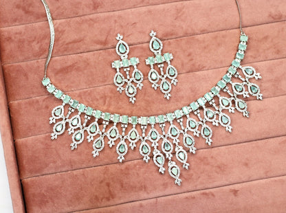 Rawiya AD Necklace Set - AJEH Jewellery