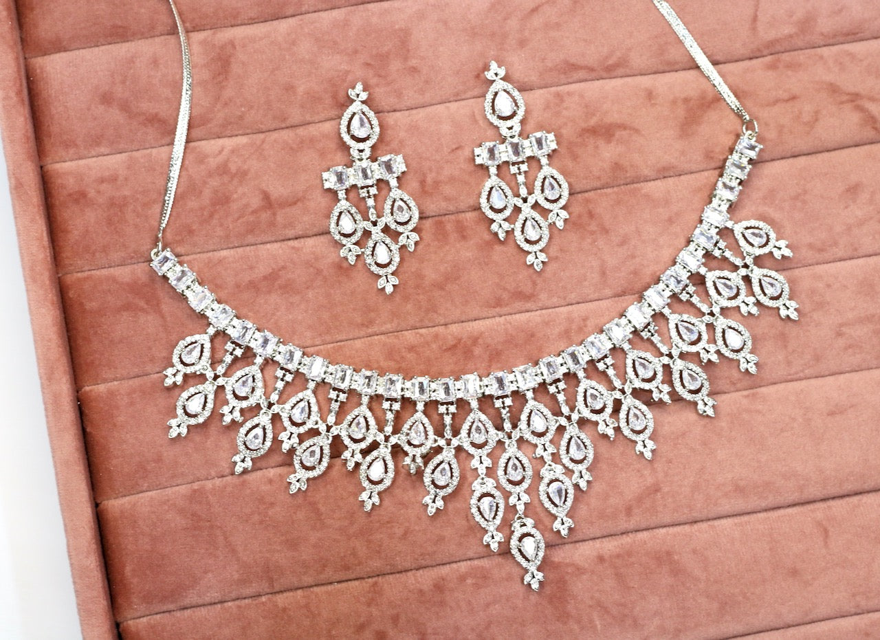 Rawiya AD Necklace Set - AJEH Jewellery