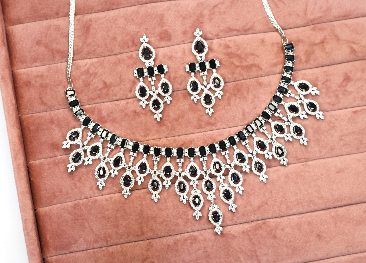 Rawiya AD Necklace Set - AJEH Jewellery