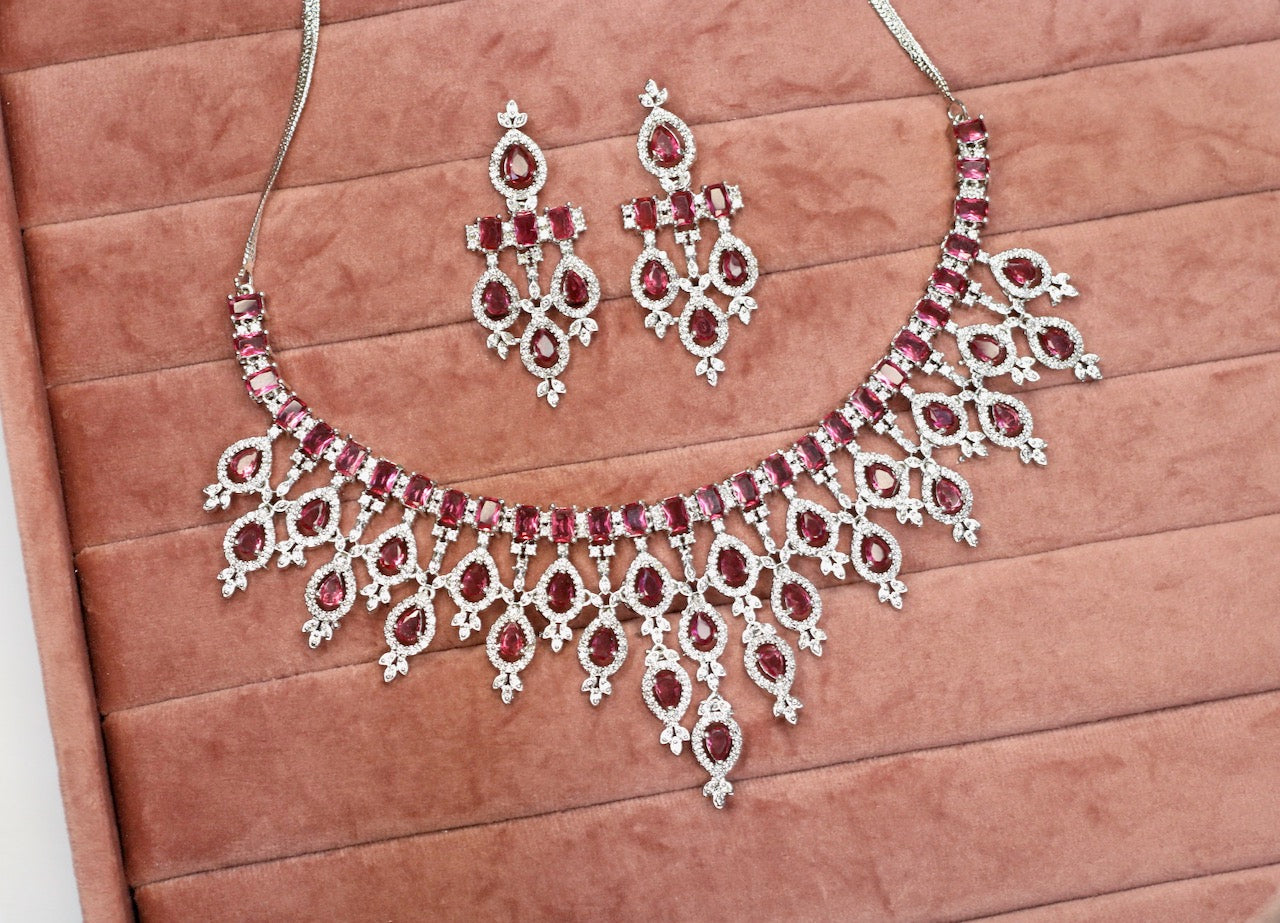 Rawiya AD Necklace Set - AJEH Jewellery