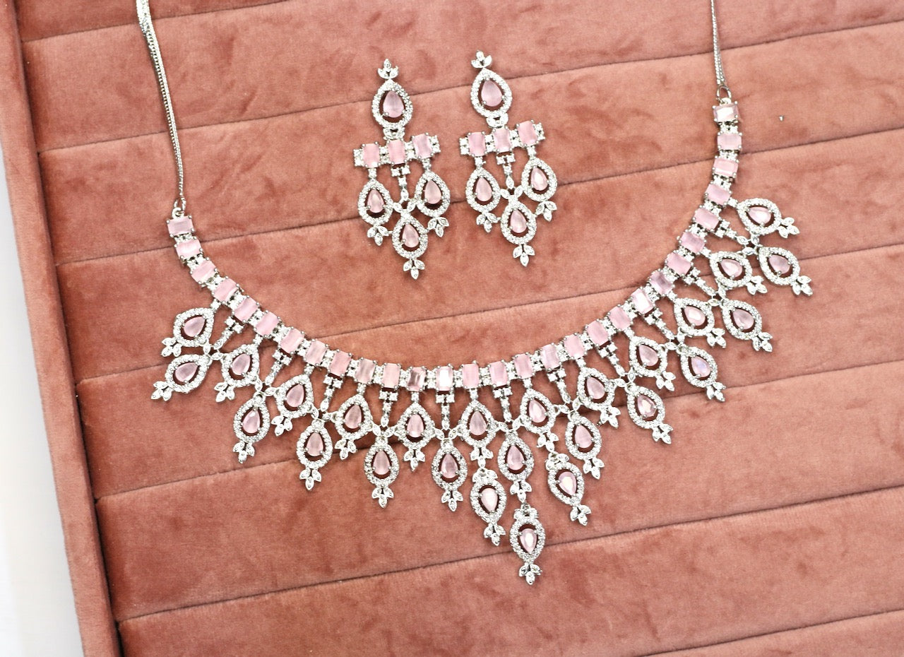 Rawiya AD Necklace Set - AJEH Jewellery