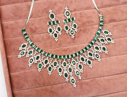 Rawiya AD Necklace Set - AJEH Jewellery