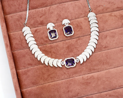 Sadah AD Necklace Set - AJEH Jewellery