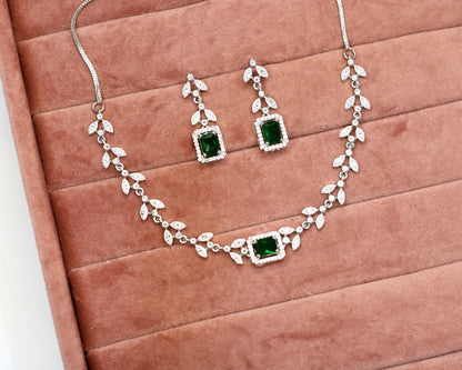 Maha AD Necklace Set - AJEH Jewellery