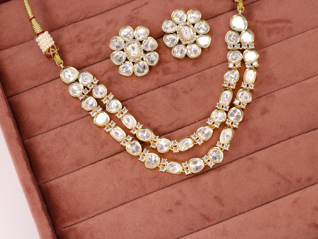 Gulbano Kundan Necklace Set - AJEH Jewellery