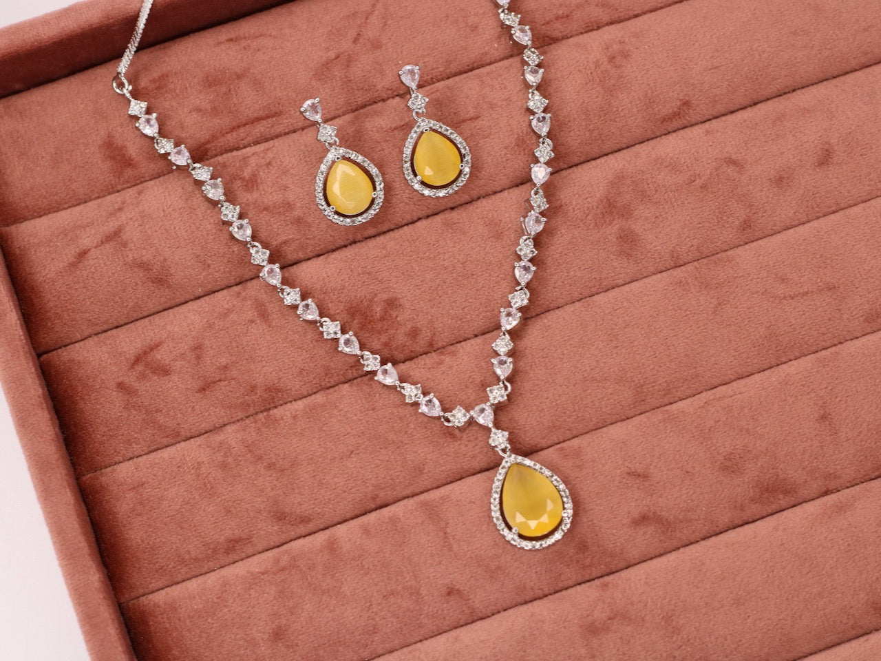 Avyana AD Necklace Set - AJEH Jewellery