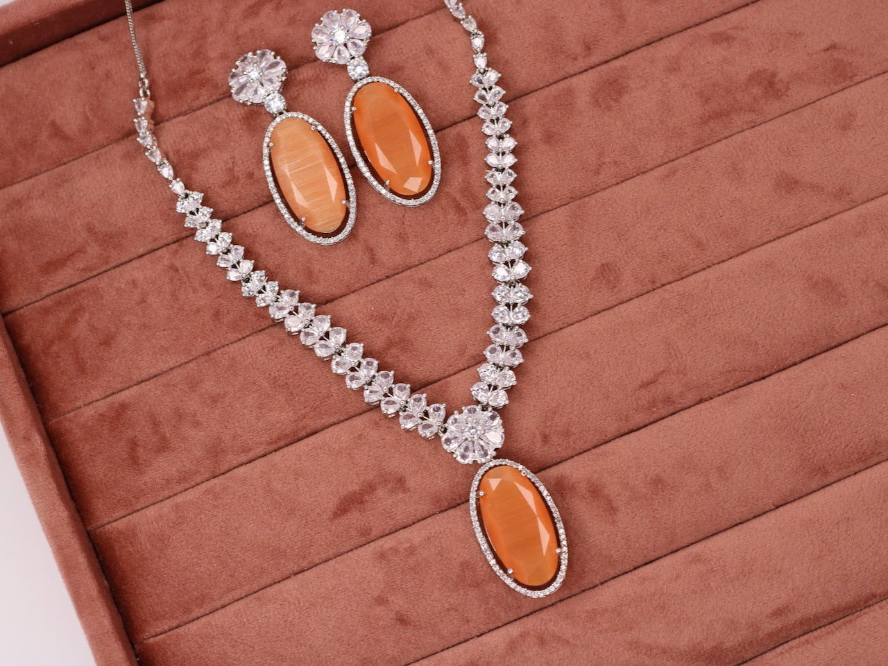 Zahra AD Necklace Set - AJEH Jewellery