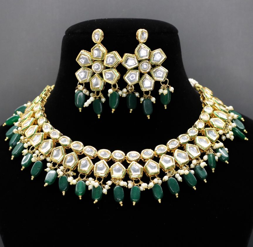 Saanjh Kundan Necklace Set - AJEH Jewellery