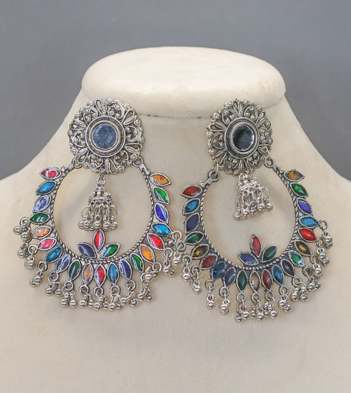 Saira Oxidised Earrings - AJEH Jewellery