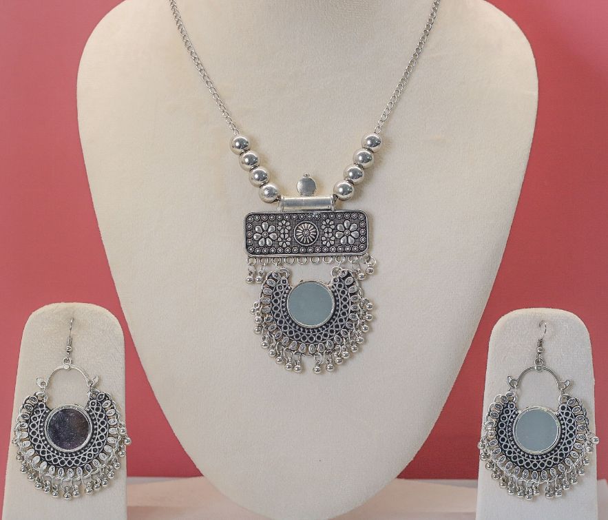 Uzma Oxidised Necklace Set - AJEH Jewellery